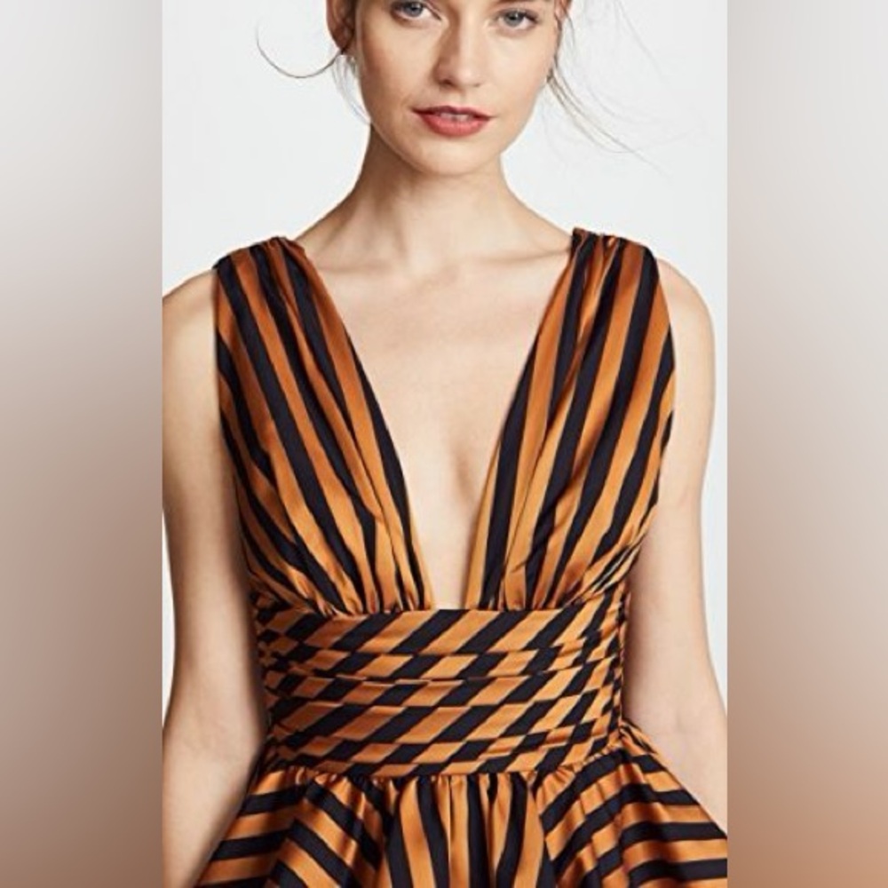 Caroline Constas Black and Gold Striped Top